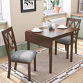 Merax Farmhouse Wooden Dining Set of 3, 45.6 inch Extendable Kitchen Table by Merax