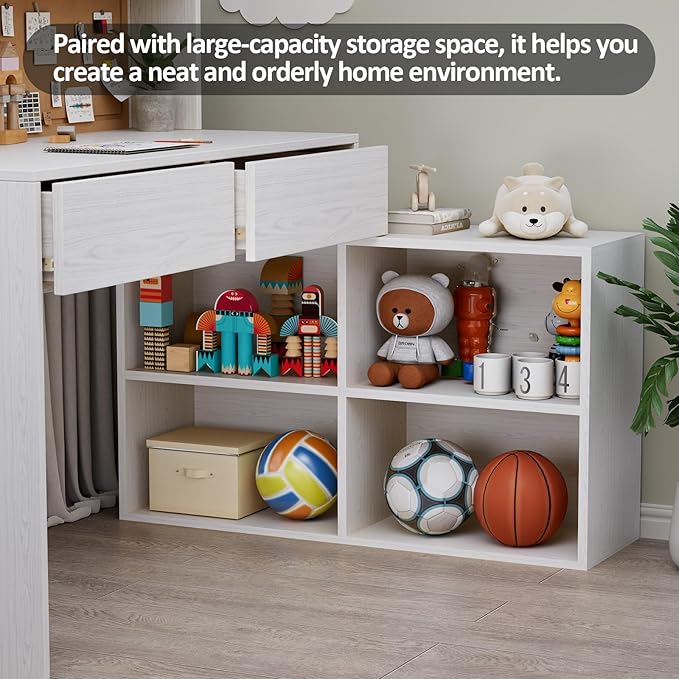 White Wooden Kids Desk and Chair Set, Kids Study Desk - Image 2