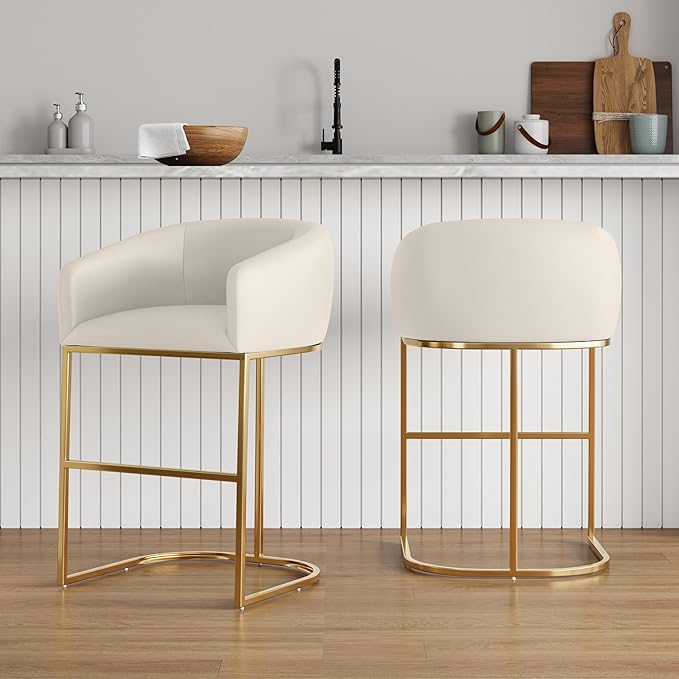Manhattan Comfort Louvre 26 Inch Mid Century Modern Counter Height Bar Stools - Image 4