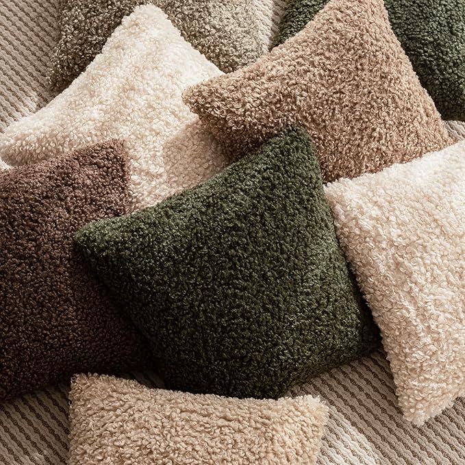 Foindtower Set of 2 Curly Teddy Wool Pillow Covers Decorative Boucle Textured - Image 7