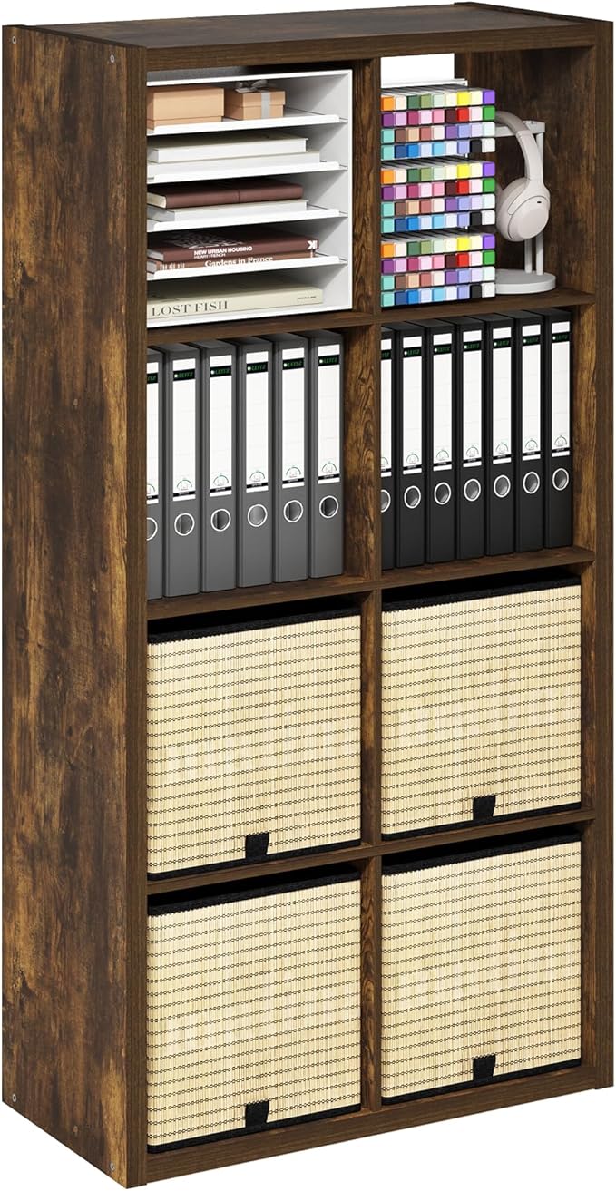 Furinno Cubicle Open Back Decorative Cube Storage Organizer, Amber Pine by Furinno-FitsYourSpaceFitsYourBudget