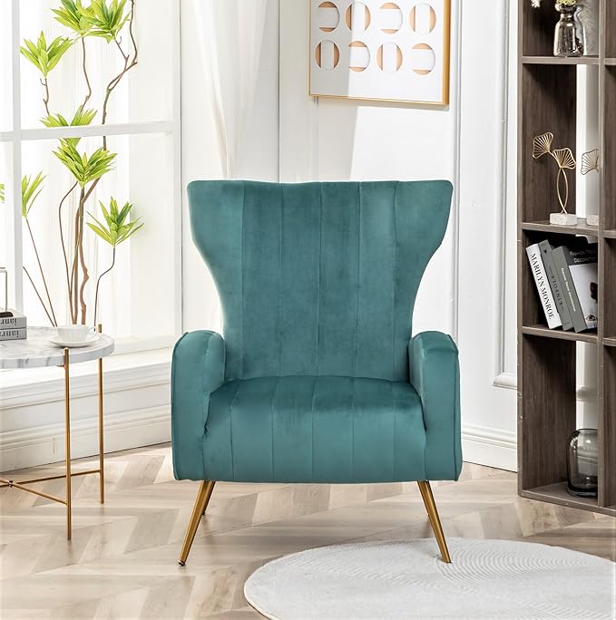 Container Furniture Direct Modern Velvet Accent Chair, Channel Tufted Bedroom - Image 6