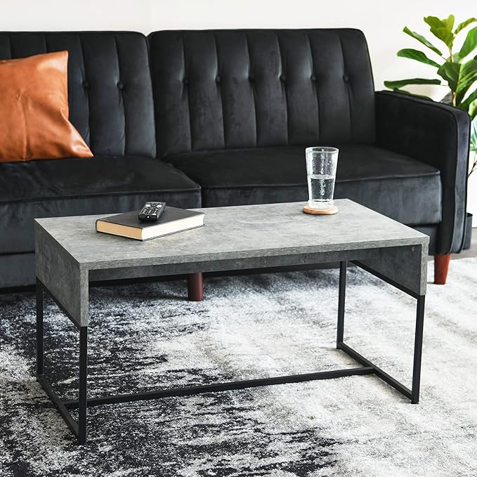 Household Essentials Wrap Rectangular Coffee Table Rustic Slate Concrete and - Image 2