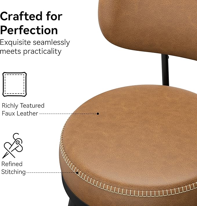 Counter Height Bar Stools, Faux Leather Kitchen Counter Stools - Image 5