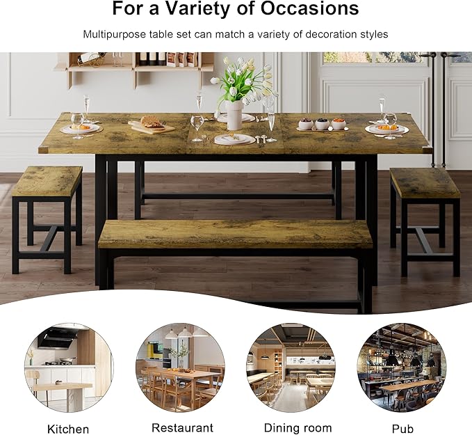 Feonase 5-Piece Dining Table for 4-8 People, Dining Room Table - Image 7