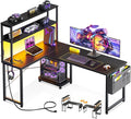 ODK 53 Inch L Shaped Desk with LED Lighting, Reversible Gaming Desk with Power by ODK