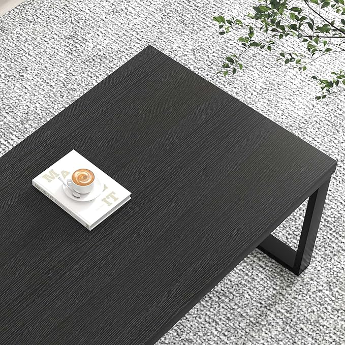 EXCEFUR Black Coffee Table, Modern Rustic Center Table - Image 4