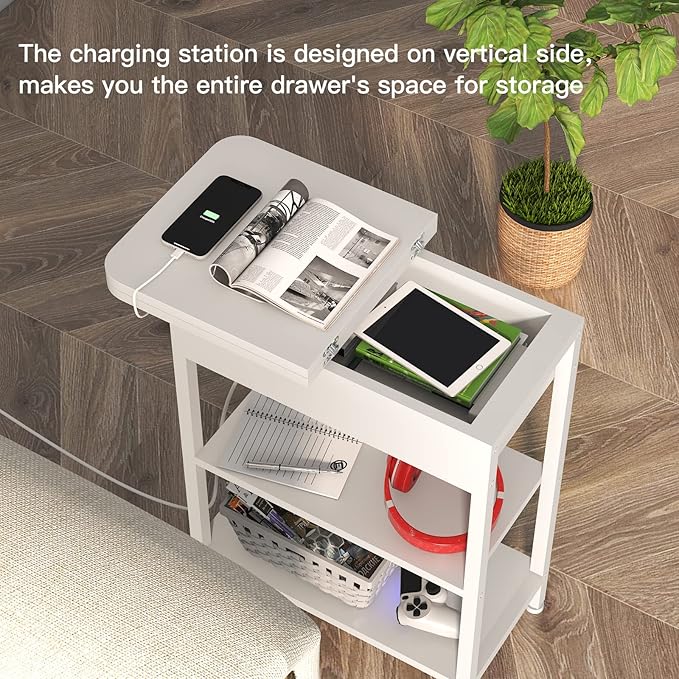 LIDYUK End Table with Charging Station, Flip Top Side Table with USB Ports and - Image 4