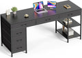 Huuger Computer Desk with 6 Drawers, 63 Inch Office Desk with Shelves, by Huuger