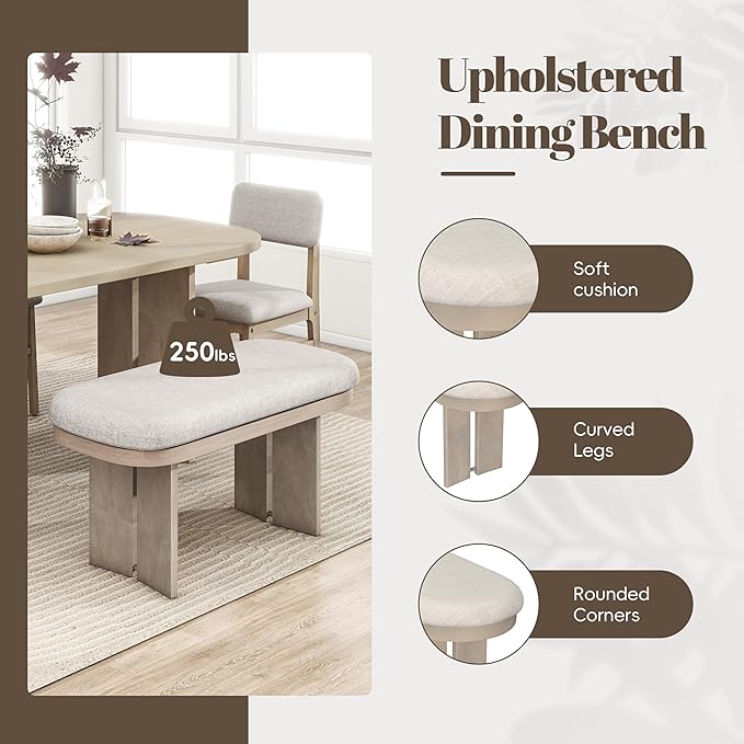 Merax Farmhouse Wooden Dining Set of 6, 65 Inch Rectangular Kitchen Table - Image 4
