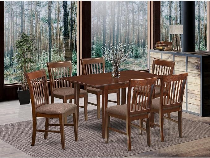 East West Furniture PSNO7-MAH-C 7 Piece Dining Room Furniture Set Consist of a - Image 6