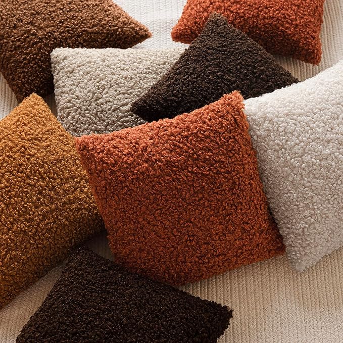 Foindtower Set of 2 Curly Teddy Wool Pillow Covers Decorative Boucle Textured - Image 7