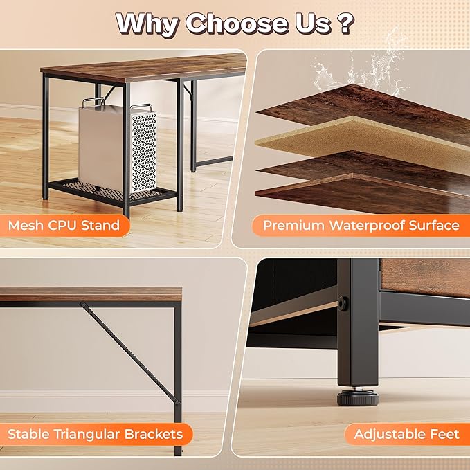 PRAISUN 66 Inch L Shaped Computer Desk - Image 9