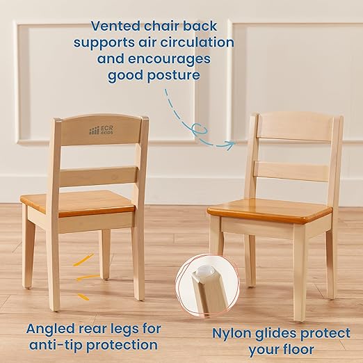 ECR4Kids Hideaway Table and Chair Set, Kids Furniture, Honey/Antique White - Image 5