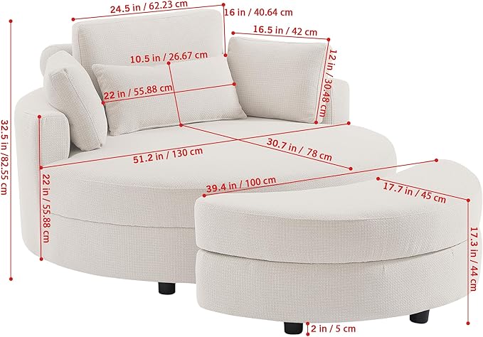 51.2'' Oversized Barrel Armchair - Image 2