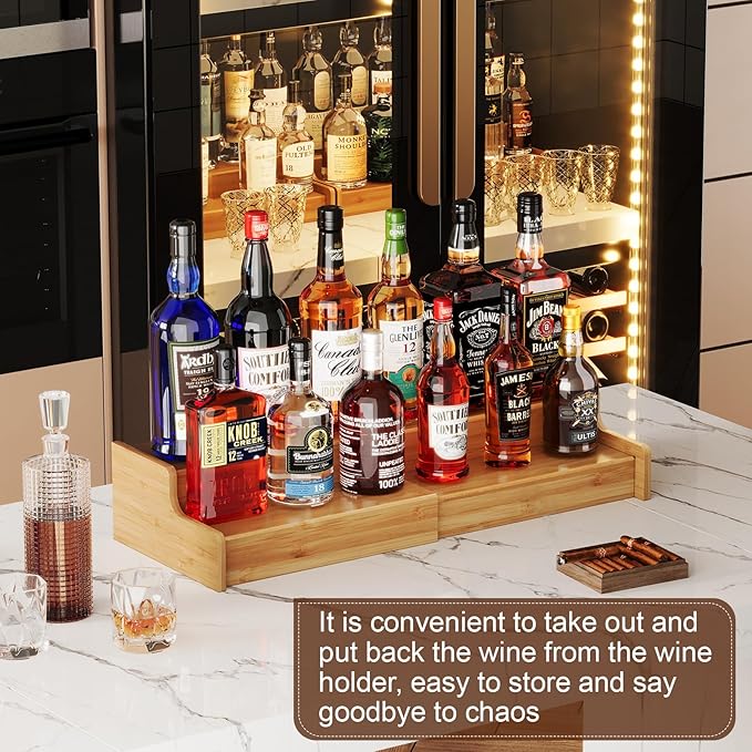 X-cosrack Expandable Liquor Bottle Display Shelf, Tabletop Wine Rack, - Image 7