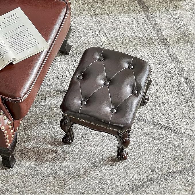 Foot Stool Ottoman with Microfiber Leather Cushion Footrest Sofa Stool - Image 5