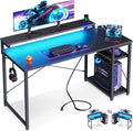 MOTPK 48 Inch Gaming Desk with Storage & Led Lights, Computer Desk with Power by MOTPK