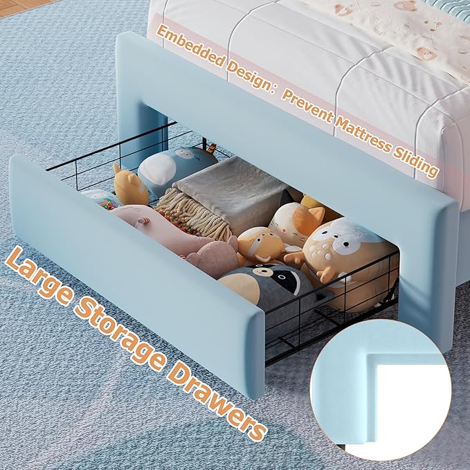 Twin Upholstered LED Bed Frame - Image 4