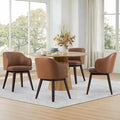 Wooden Dining Chairs Set of 4, Faux Leather Upholstered Modern Dining Room by Kislot