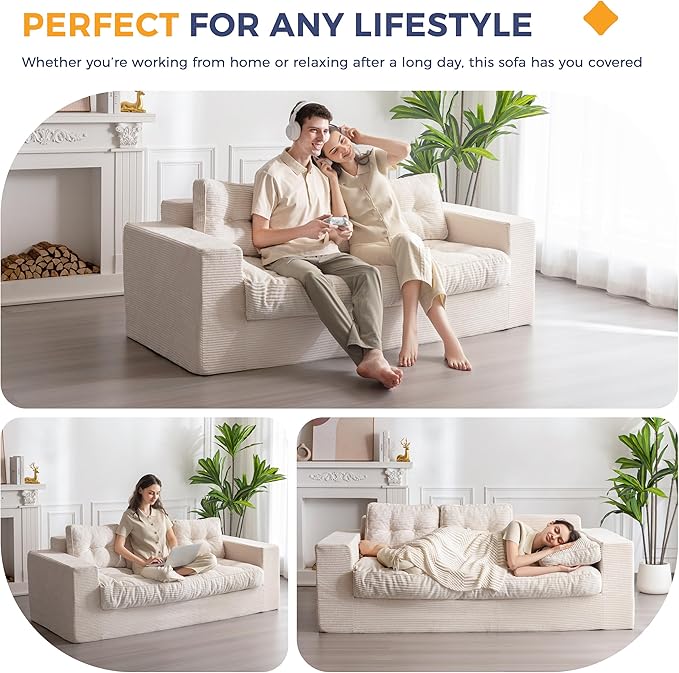 MAXYOYO 3 Seater Couch for Living Room, Boneless Couch - Image 4