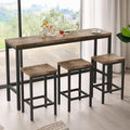 KEIKI 60.24” Long Bar High Top Dining Table and 3 Stools Chairs Set, Wood by Unknown