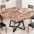 51'' Round Dining Table for 6, Kitchen Dining Room Circle Dinner Pedestal Table by JOCOEVOL