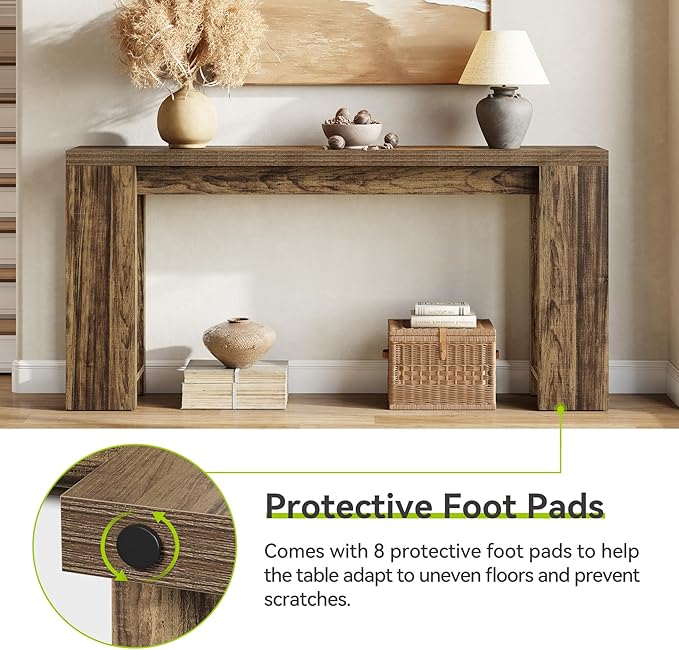 LITTLE TREE 70.9-Inch Long Entryway Table, Narrow Farmhouse Sofa Console Table - Image 7