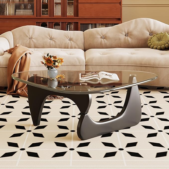 Glass Coffee Table for Living Room Mid Century Modern Triangle Center Table by JCAJCA