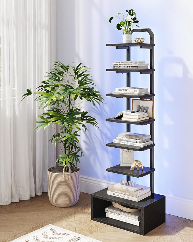 8-Tier Bookshelf, LED Bookcase by Choezon