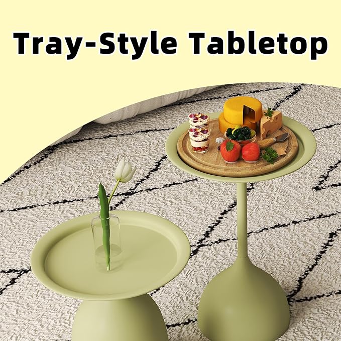 hitsuki Green Nesting Coffee Table Set of 2 Funky Colorful Round Metal End Side - Image 5