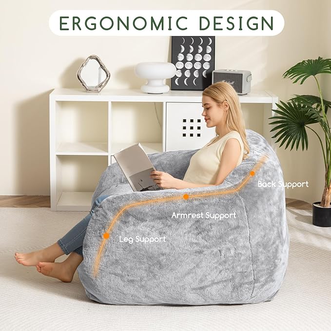HIGOGOGO Giant Bean Bag Chair for Adults, Big Comfy Sofa Chair for Bedroom - Image 3