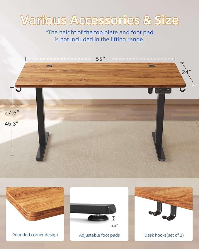 YIHAYO Electric Standing Desk, 55 x 24 Inches Stand Up Desk - Image 6