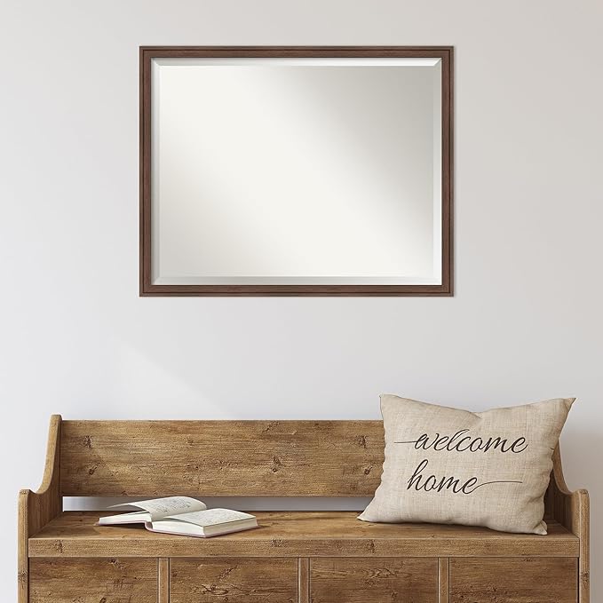 Amanti Art Brown Wall Mirror 24x30 Florence Medium Brown Rectangle Bathroom - Image 5