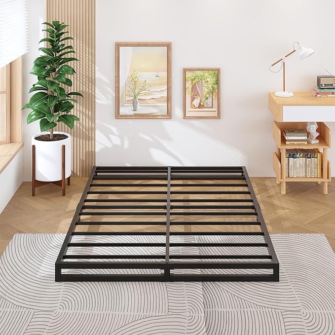 4 Inch California King Bed Frames No Box Spring Needed Heavy Duty Metal Cal by Lutown-TeenHome