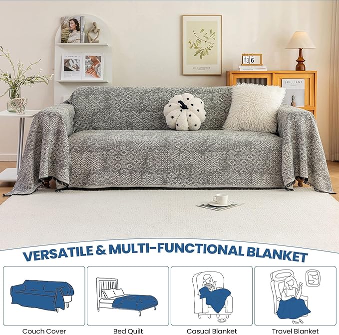 STACYPIK Geometric Pattern Sofa Cover Blanket, Couch Covers - Image 7