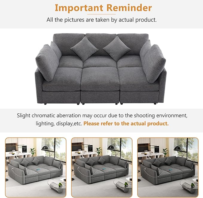 Ball & Cast Oversize Modular Sectional Sofa, 85.4" 5-Seater Couch - Image 5