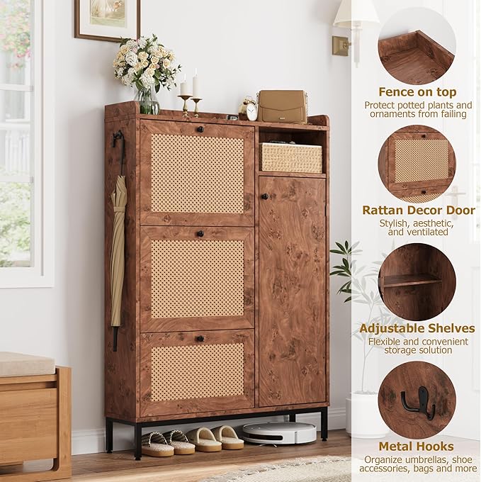 GarveeHome Shoe Cabinet Rattan - Image 4