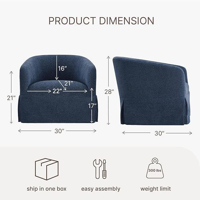 Swivel Accent Chair, 360 Degree Performance Fabric Armchair Modern Barrel - Image 2