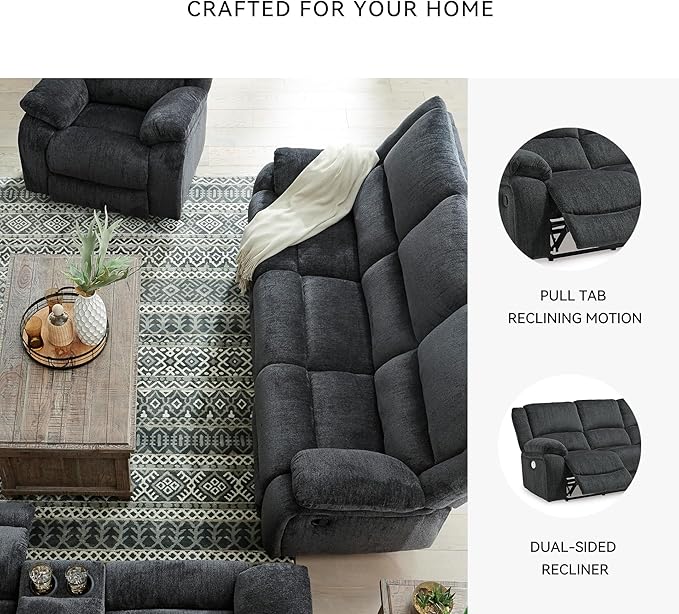 Signature Design by Ashley Draycoll Contemporary Manual Pull Tab Reclining Sofa - Image 5