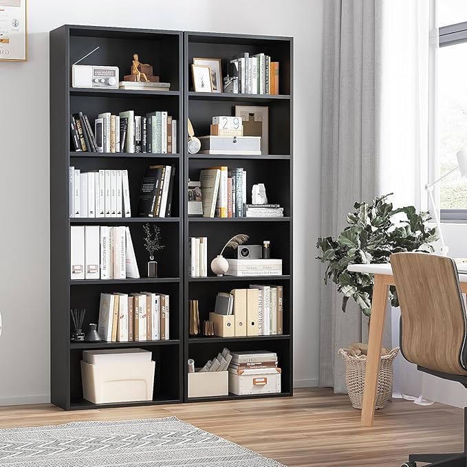 6-Tier Book Shelf, Floor Standing Open Bookcase, Wooden Display Storage Shelves - Image 3