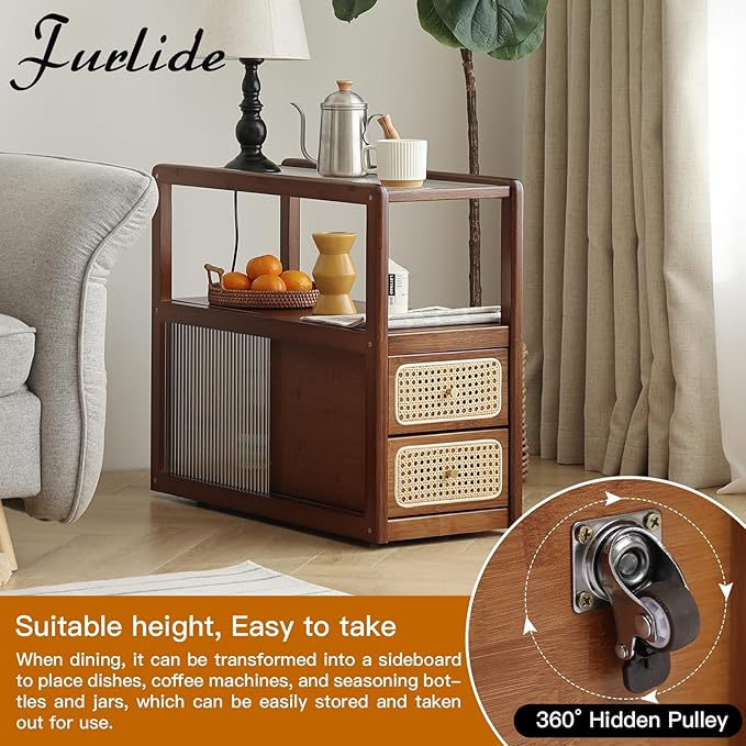 Rattan Nightstand Side Table - Image 4