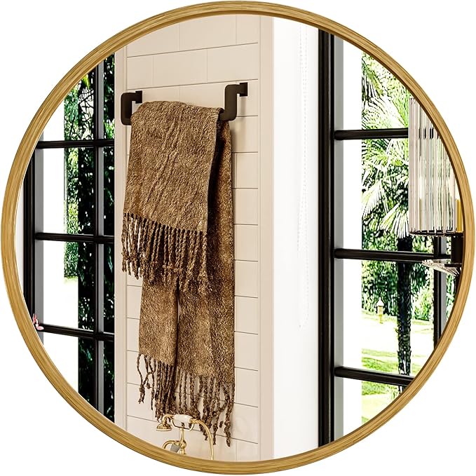 Growsun 24 inch Retro Gold Round Mirror Circle Wall Mirror by Growsun
