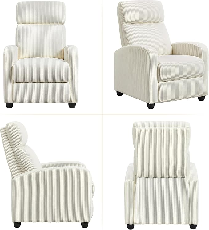 Yaheetech Corduroy Recliner Chair Single Sofa Home Theater Seating Adjustable - Image 8