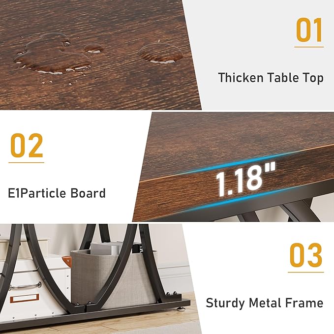 JUSTOGO 41.3" Industrial Entryway Table, Narrow Wood Sofa Console Table - Image 6