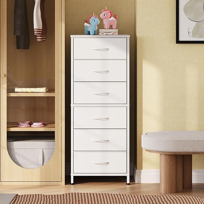 WLIVE White Tall Dresser for Bedroom, 6 Drawer Dressers & Chests of Drawers - Image 2