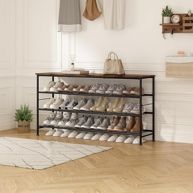 Shoe Rack Organizer 4 Tier for Closet Entryway Free Standing Metal Storage Shoe - Image 5
