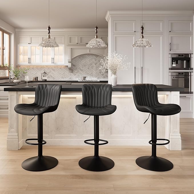 YOUNIKE Black Bar Stools Sset of 4 Modern Swivel Counter Height Bar Chair - Image 8