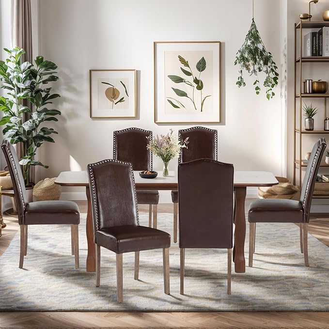 Stylish Upholstered Parsons Dining Chair PU Faux Leather - Image 5