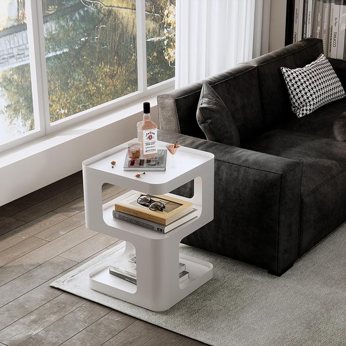 Modern Side Table, Unique nightstand, Bedside Table, Metal 3-Tier Night Stand - Image 4